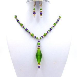 Green Shadow Dot Glass Set